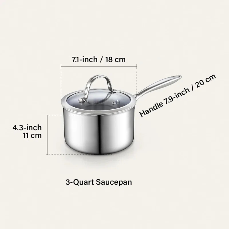 Cooks Standard Cooks Standard Stainless Steel Saucepan With Lid, Multi-ply Clad Sauce Pot 3 Quart, Silver