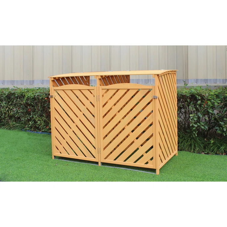 Hanover Hanover Outdoor 4.88 ft. x 3.01 ft. Wooden Trash Bin and Recyclables Storage Shed
