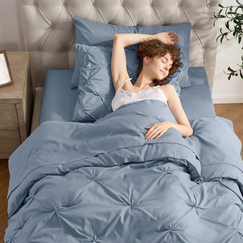 Nestl Bed-in-A-Bag Pleated Comforter Set with Bed Sheets