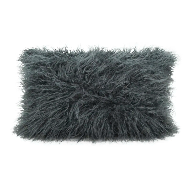 Saro Faux Mongolian Collection Faux Fur Throw Pillow