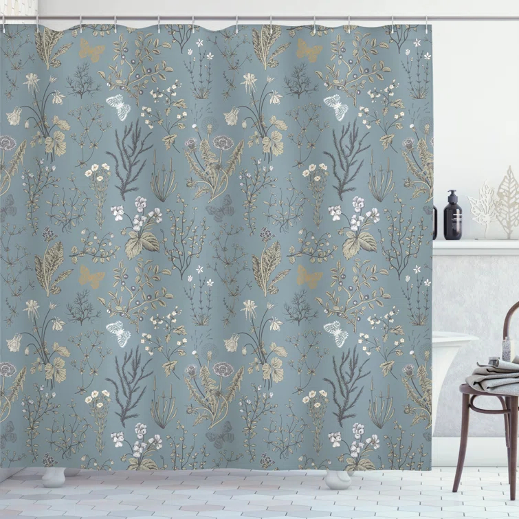 Ambesonne Floral Shower Curtain with Hooks Included