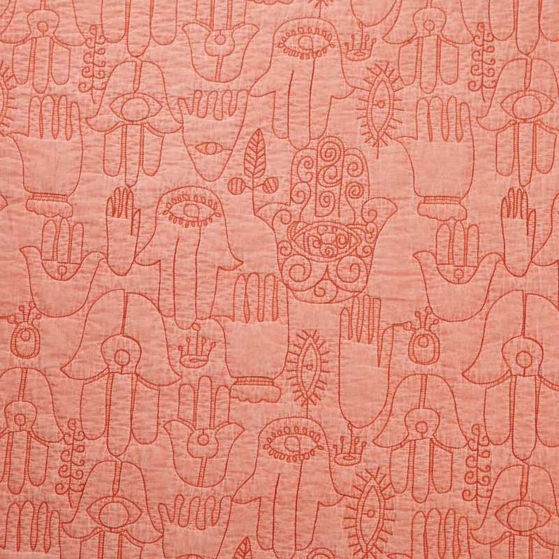 Jungalow Hamsa Solid Embroidered 3-Piece Quilt Set