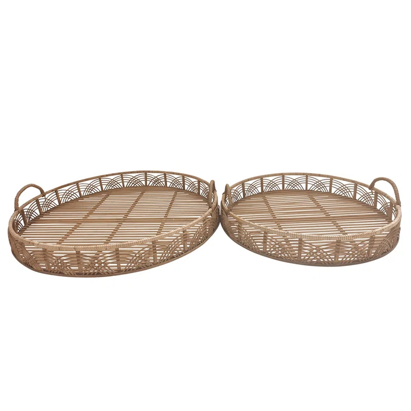 Benjara Bamboo Tray - Set of 2