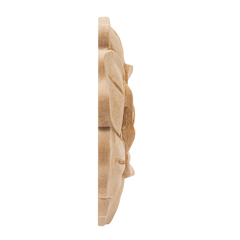 Architectural Products by Outwater L.L.C. 2-7/8 in x 1/2 in Unfinished Small Hand Carved Solid Wood Onlay Rose Wood Applique