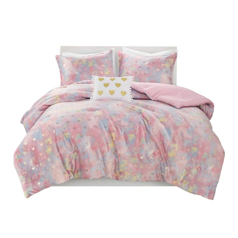 Mi Zone Rosalie Metallic Printed Plush Comforter Set