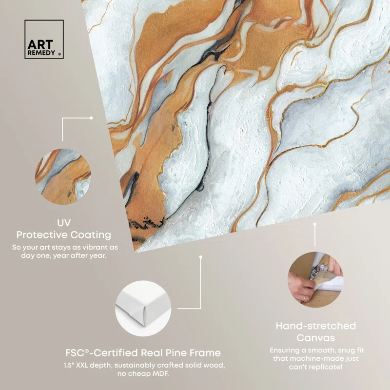 Art Remedy Gold Marble Boho Neutral Abstract Wall Art by Art Remedy