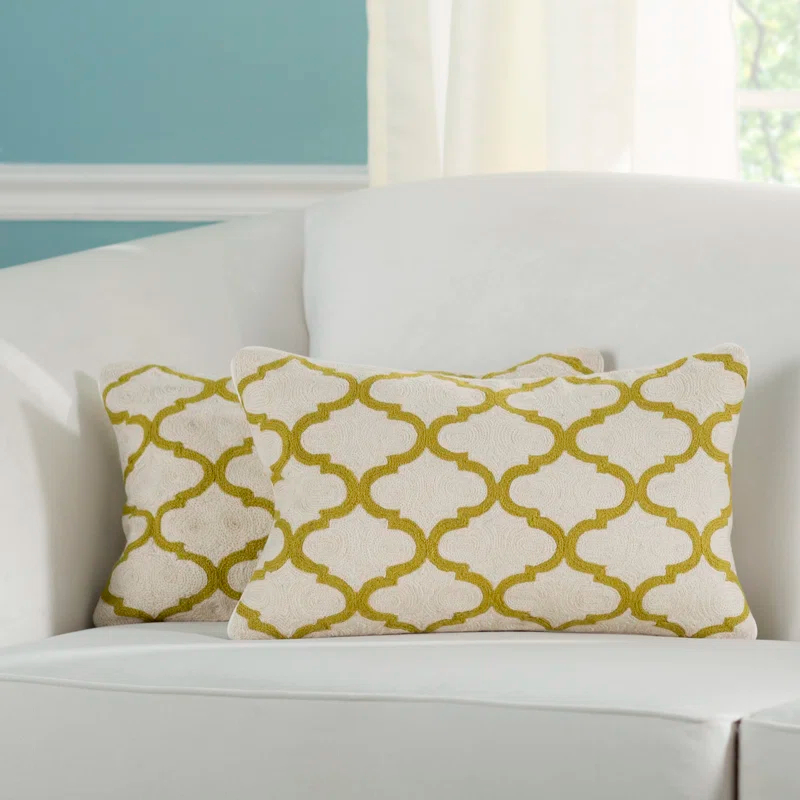 Ekstrom Embroidered Feather Reversible Throw Pillow (Set of 2)