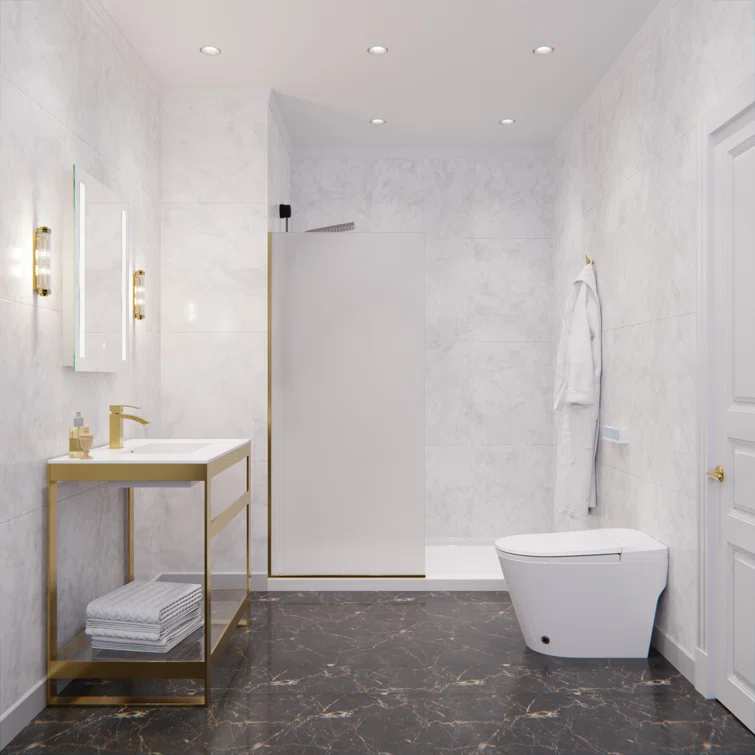 ANZZI Veil Series 34” W x 74” H Frameless Glass Fixed Shower Screen Shower Door SD-AZFL06001BGF