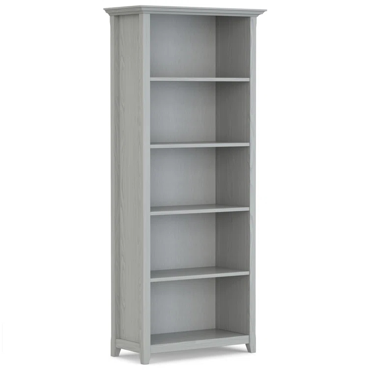 Simpli Home Amherst 30"W Solid Wood 5 Shelf Bookcase with Adjustable Shelves