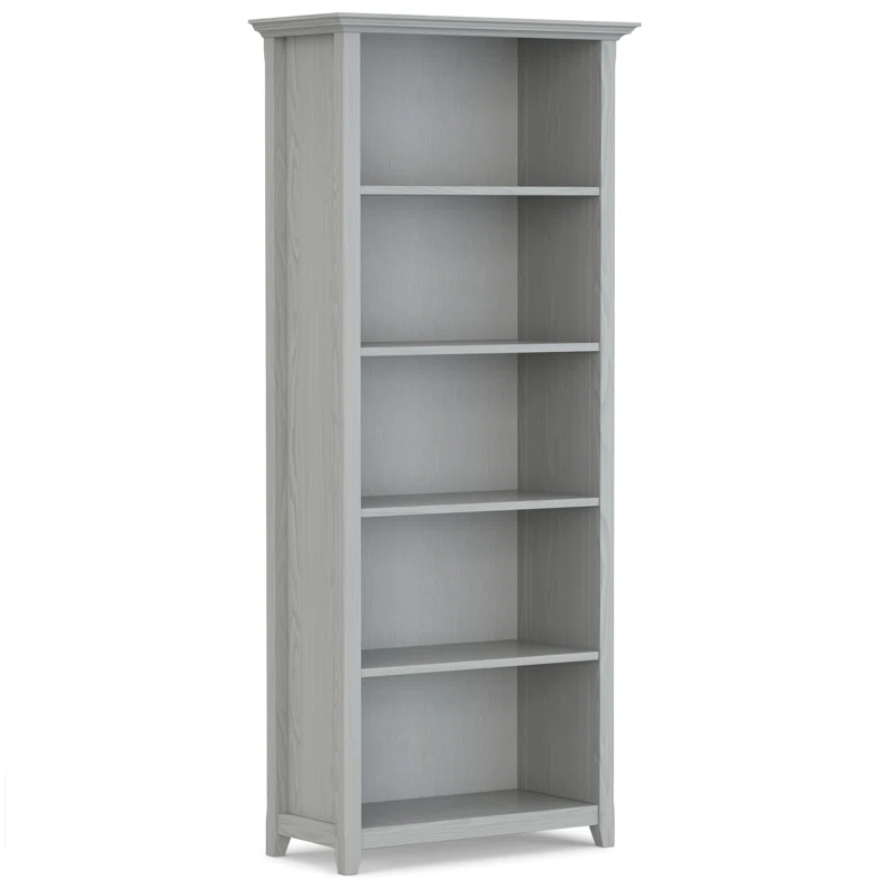 Simpli Home Amherst 30"W Solid Wood 5 Shelf Bookcase with Adjustable Shelves