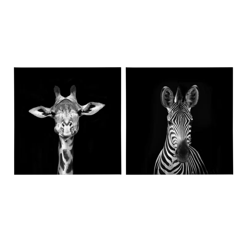 Latitude Run® " Minimalist Zebra Animal Portrait " by The Creative Bunch Studio 2 - Pieces