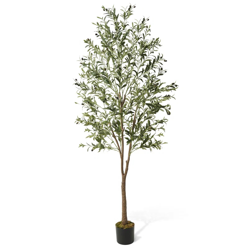 CAPHAUS CAPHAUS Artificial Olive Tree with Fruit, Fake Potted Topiary Tree with Dried Moss, 5 / 6 / 7 Feet