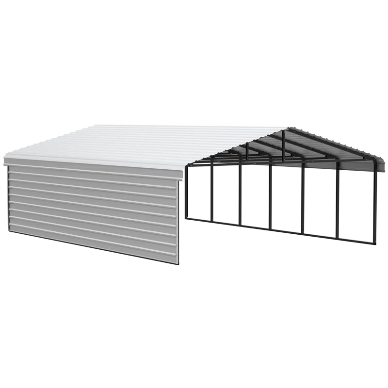 Arrow Arrow Steel Carport with 1 Side Wall Kit, 20x29x07
