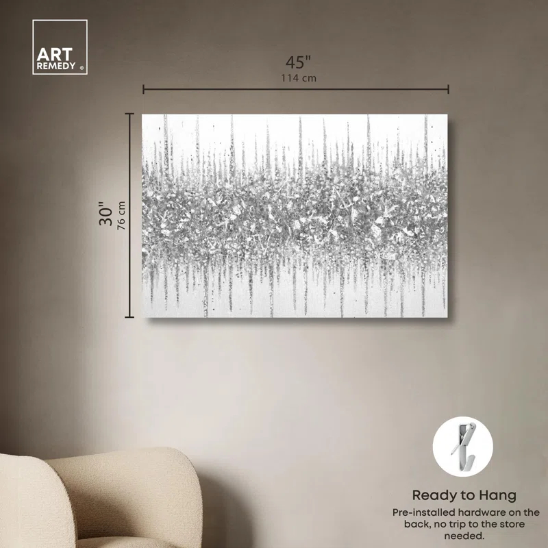 Art Remedy Grey Lines Inspo Canvas Modern Black White Abstract Art by Art Remedy