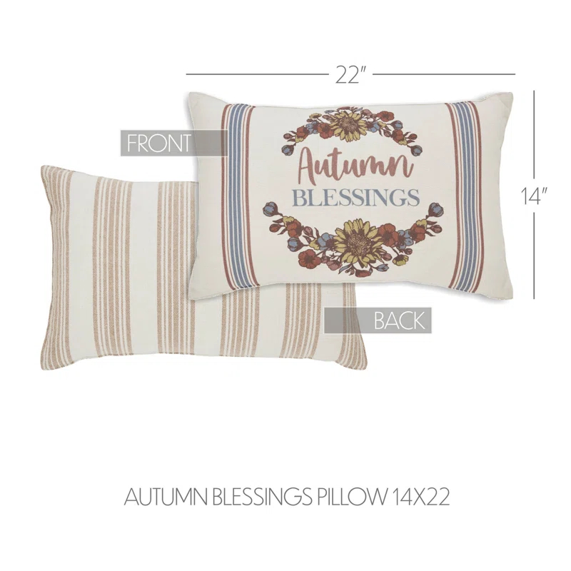 VHC Brands Bountifall Recycled PET Lumbar Rectangular Pillow Cover & Insert