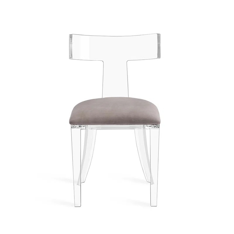 Tristan Velvet Upholstered Wingback Side Chair in Clear