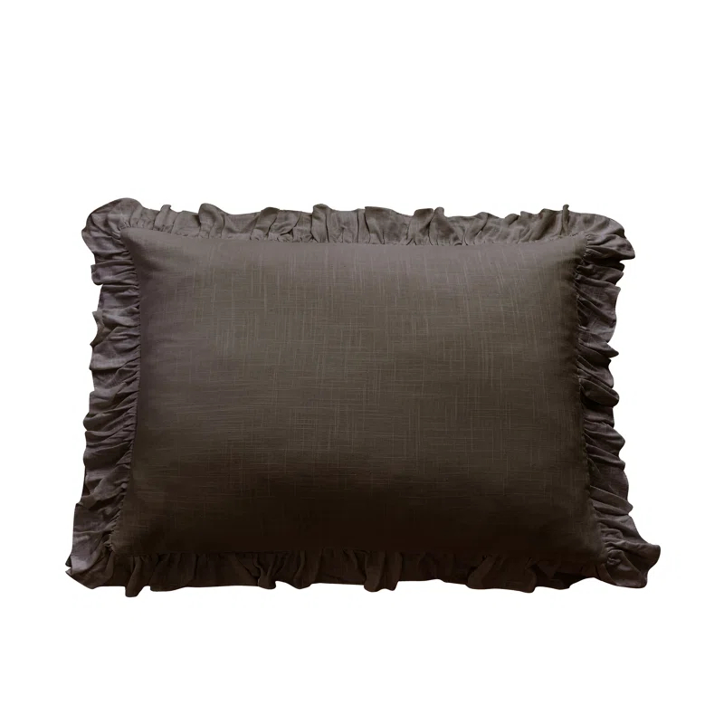 Lily Washed Linen Ruffled Classic Chic Romantic Farmhouse Pillow Sham