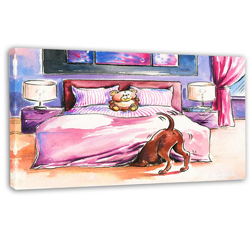 Design Art " Brown Dog In Bedroom "