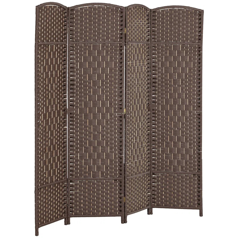 Winston Porter 3 Panel Room Divider, 6' Tall Folding Privacy Screen, Hand-Woven Freestanding Wall Partition For Home Office, Bedroom