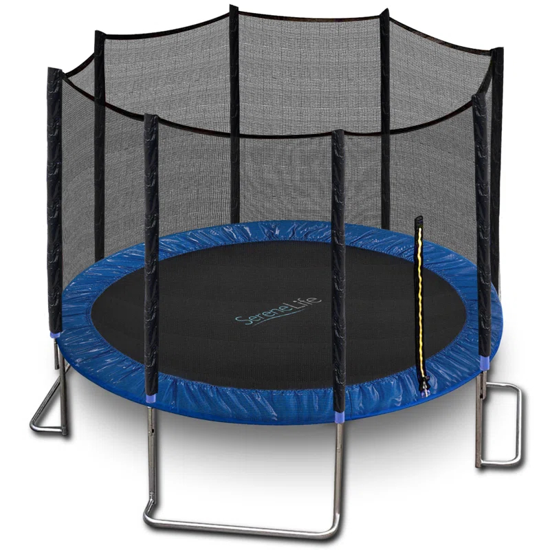 SereneLife Outdoor Trampoline With Enclosure 12Ft - Full Size Backyard Trampoline With Safety Net - Enclosed Trampoline For Kids, Teen, Adult - 12 Feet Indoor Outdoor Trampolines