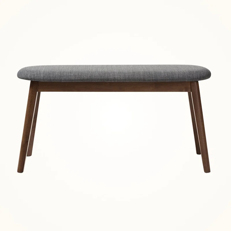 George Oliver Echoes Mid-Century Modern Bench with Dark Grey Fabric Upholstery and Walnut Finish