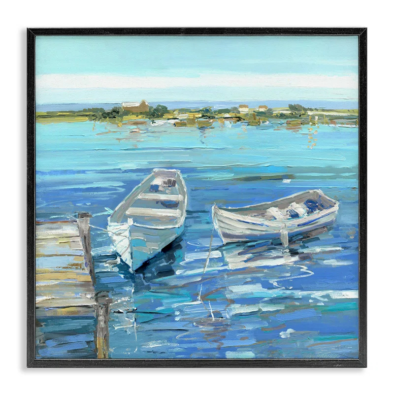 Stupell Industries " Serene Rowboats Ocean Dock " by Sally Swatland Painting Print