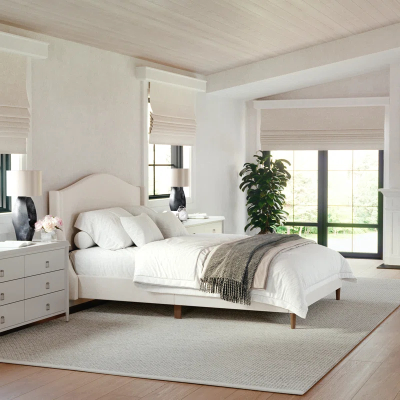 Martha Stewart Martha Stewart Amelia Upholstered Platform Bed With Curved Headboard