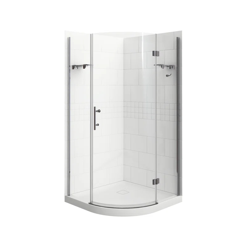 A&E Bath and Shower Risco 38'' W 75'' H Frameless Round Reversible Shower Kit Risco-38