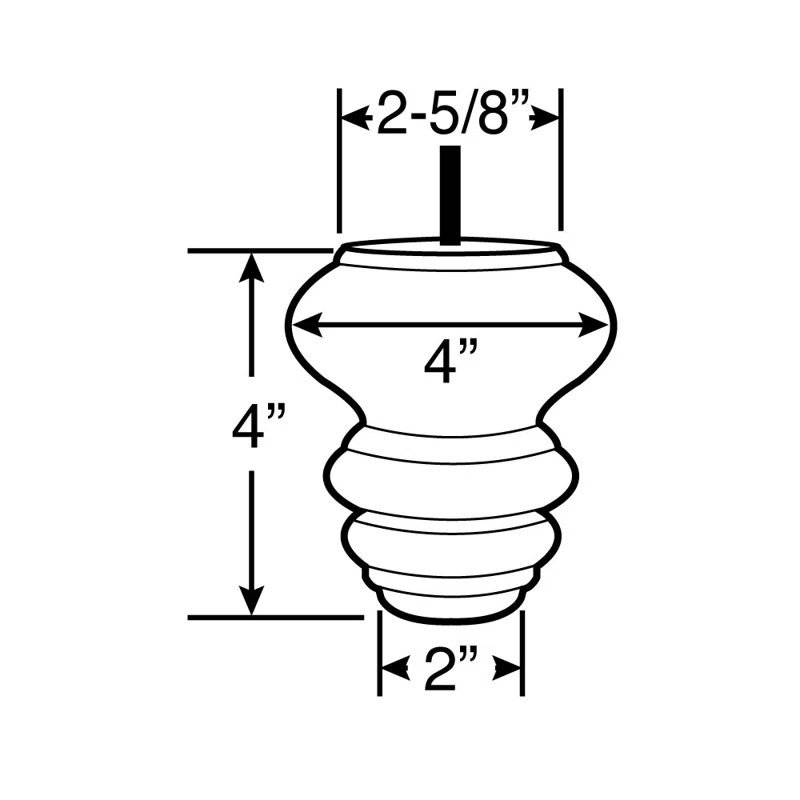 5 in x 4 in Stained Solid Hardwood Round Sofa Leg (Set of 4)