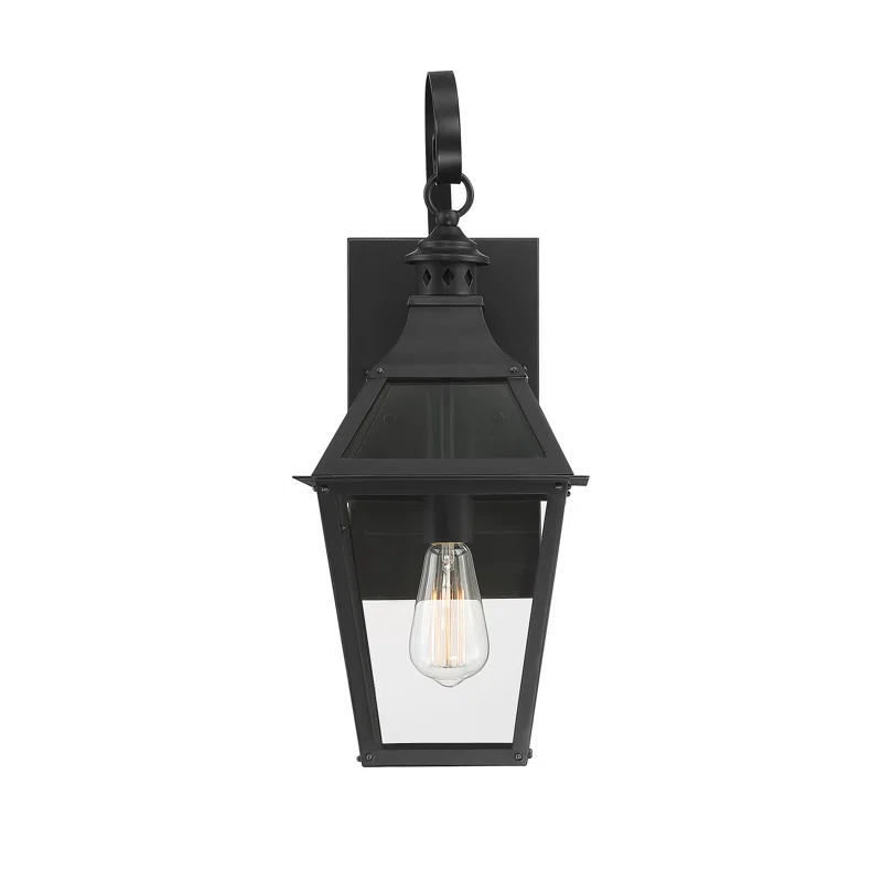 Savoy House Jackson 1-Light Outdoor Wall Lantern in Matte Black with Gold Highlights