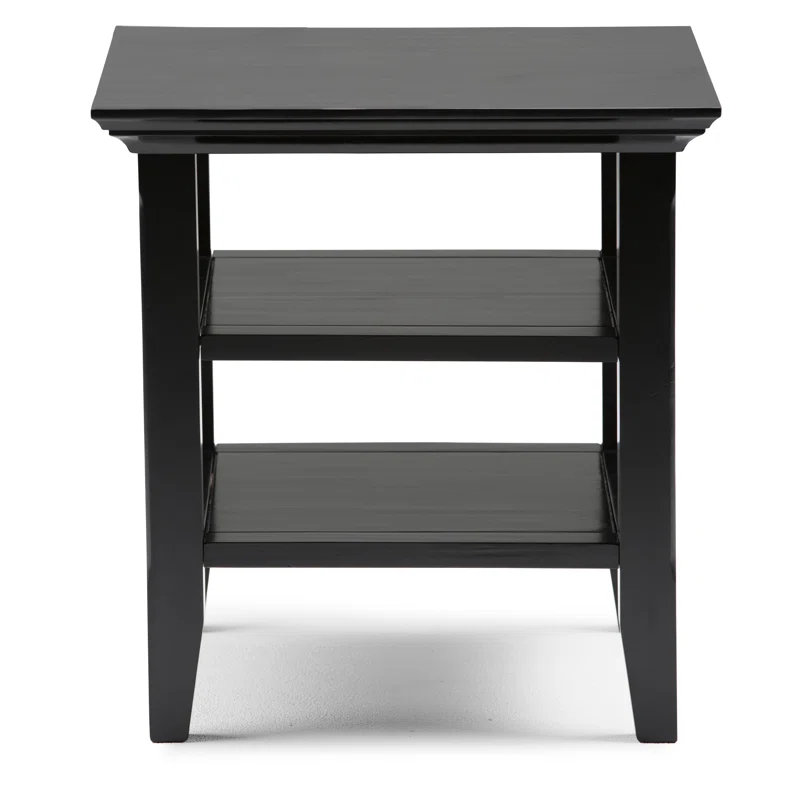 Simpli Home Acadian Solid Wood Transitional Table with Open Shelves