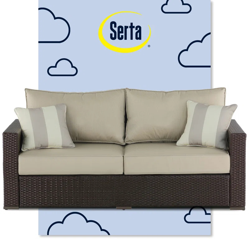 Serta Laguna Outdoor Patio Furniture Collection Outdoor Sofa, Brown Wicker