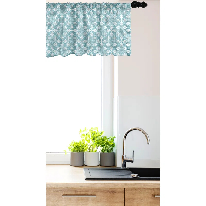 Ambesonne Ambesonne Classic Valance Pack of 2 Greek Inspired Floral Art  Pale Slate Blue White