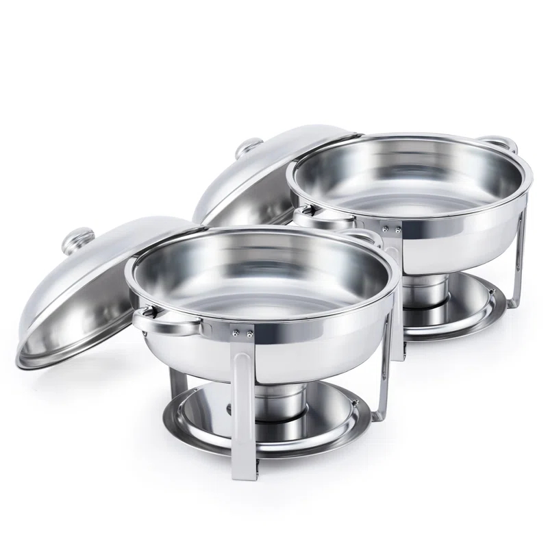 The Party Aisle™ Stainless Steel 5 Quarts Round Chafing Dish (Set of 2)