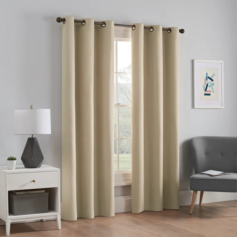 Eclipse Microfiber Blackout Grommet Curtains, Solid Thermaback Window Curtains