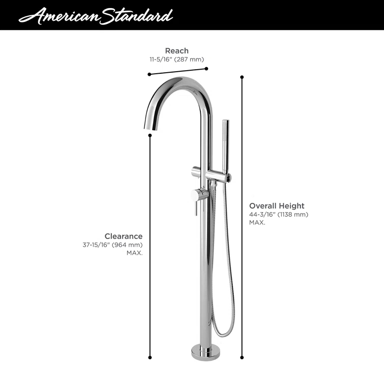 American Standard 1 Handle Floor Tub Filler with Diverter T064951.295