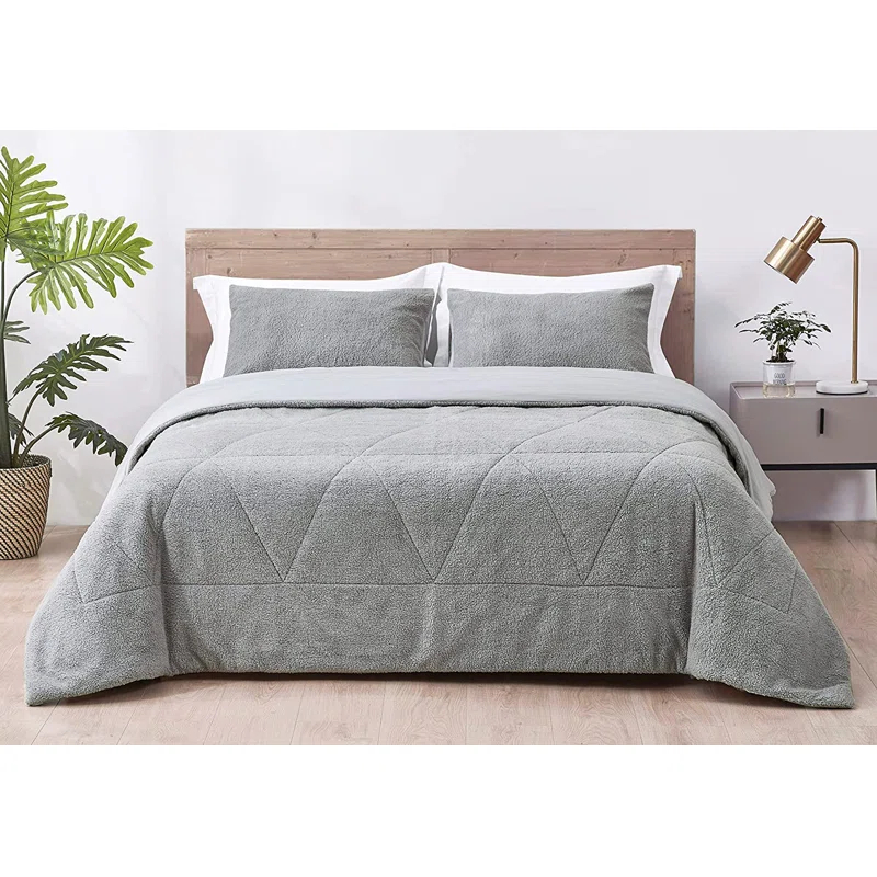 Chezmoi Collection Zane Sherpa Reversible Microfiber Comforter Set