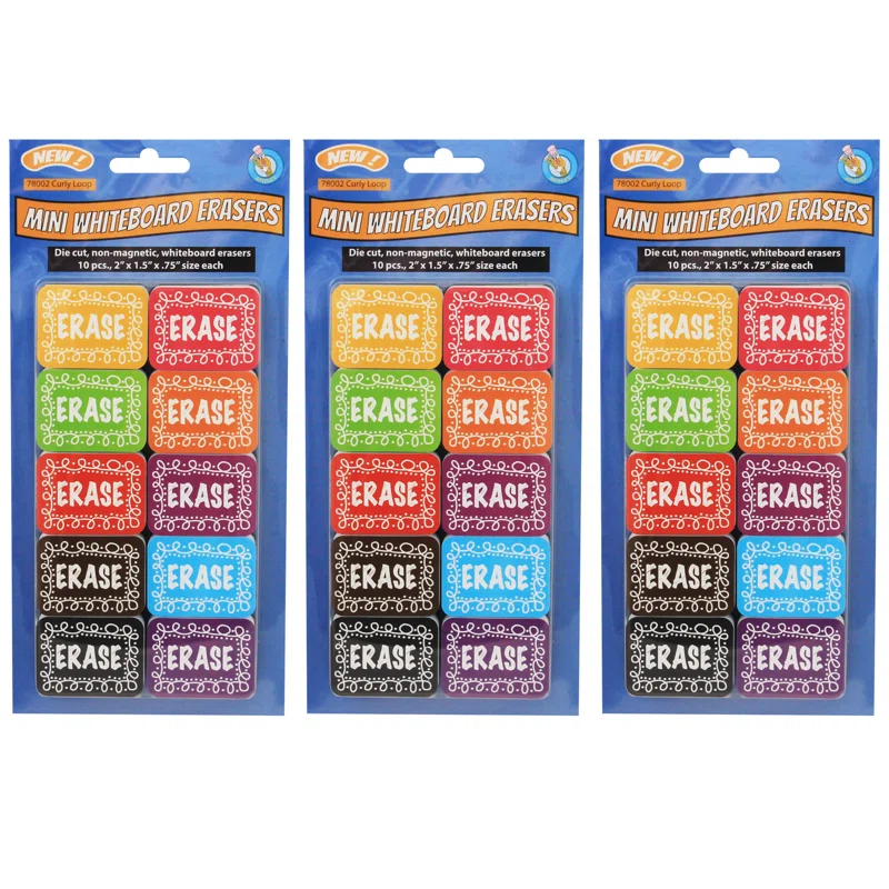 Ashley Productions Ashley Productions Plastic / Acrylic 30 Dry-Erase Board Eraser (Set of 3)