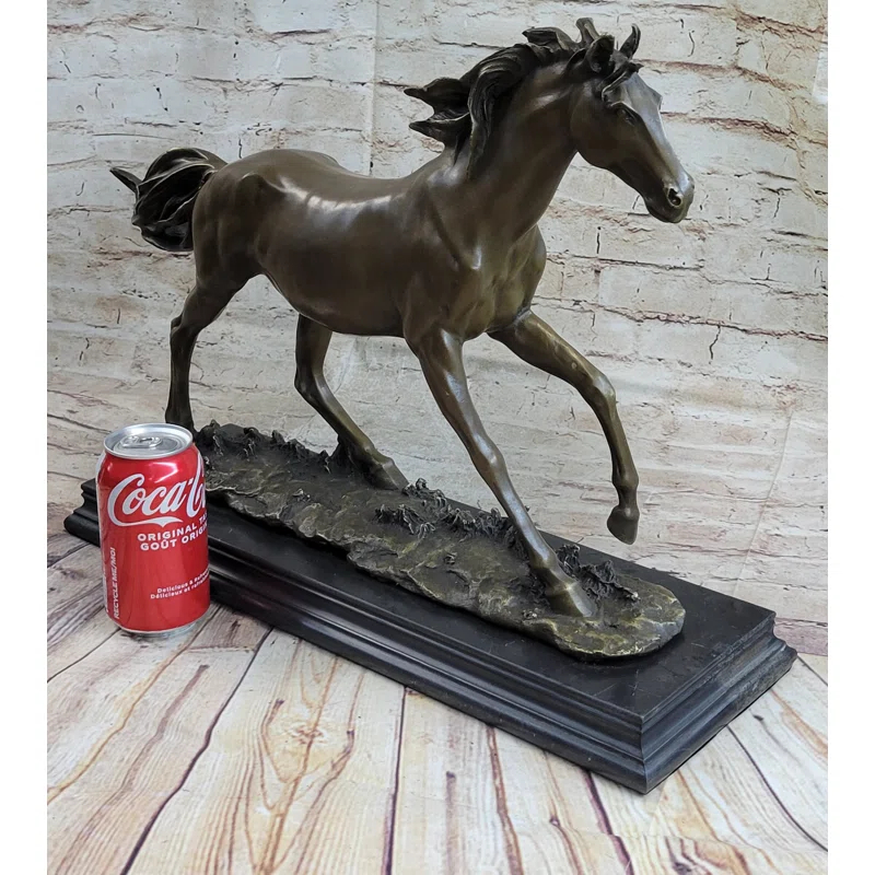 Canora Grey Galloping Horse Bronze Statue Sculpture Equestrian Art Pj Mene 15 Inches X 24 Inches