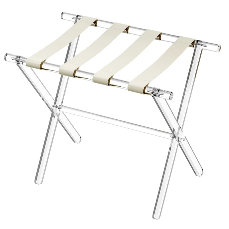IFBECT Acrylic Luggage Rack with Beige Leather Straps