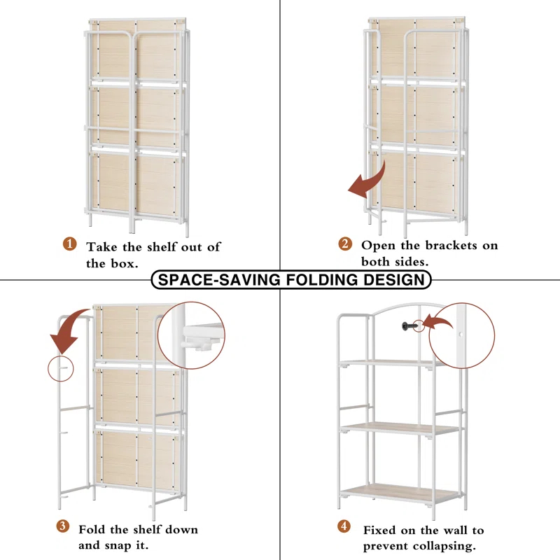 Lejon No Assembly Folding Etagere Bookcase