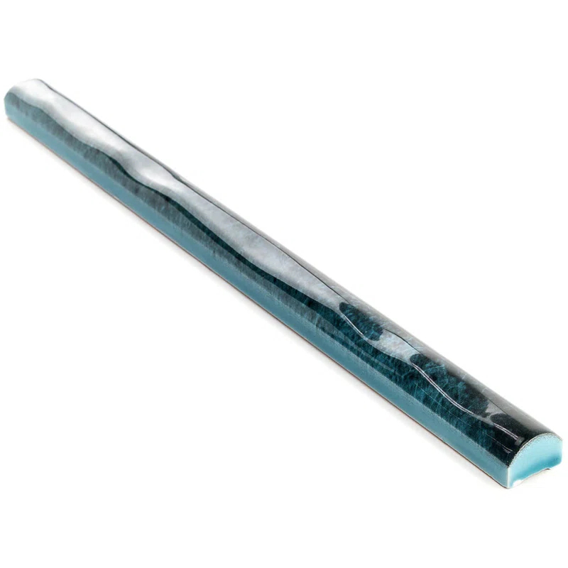 Chateau 12" x 0.75" Ceramic Pencil Liner Tile Trim in Blue