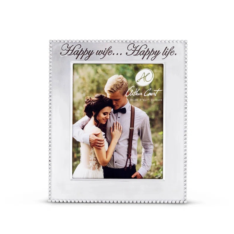 Arthur Court Designs Gray Metal Beaded Picture Frame