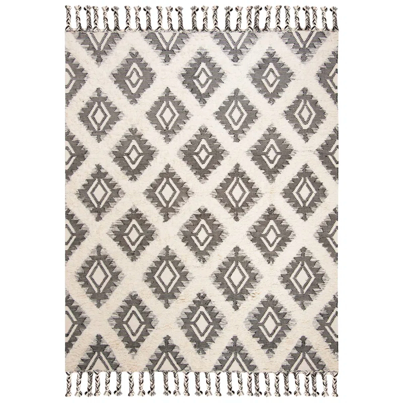 Foundry Select Cedarvale Kenya Hand Knotted Wool/Cotton Southwestern Rug in Ivory/Black