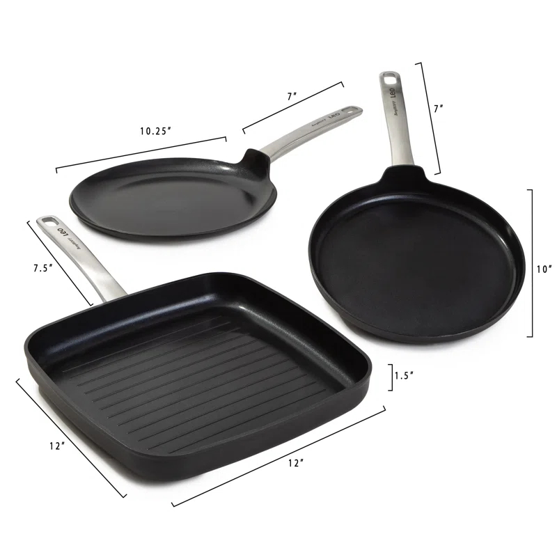 BergHOFF BergHOFF Leo Graphite Nonstick Ceramic Pancake Pan 10.25", Sustainable Recycled Material