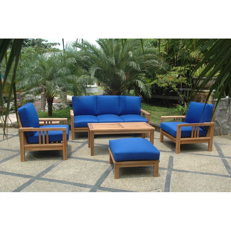 Anderson Teak South Bay Teak 5 - Person Patio Conversation Sets with Sunbrella® Cushions