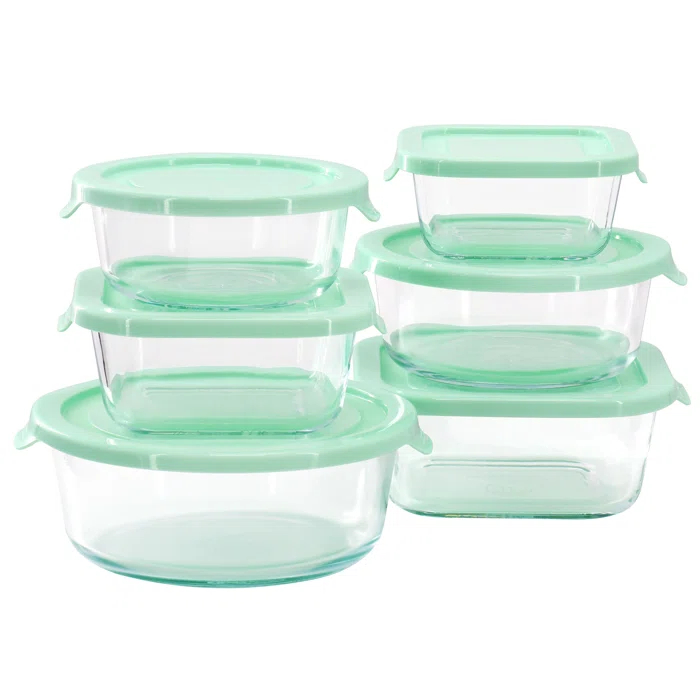 Martha Stewart Martha Stewart 12 Piece Glass Storage Container Set with Plastic Lids in Mint
