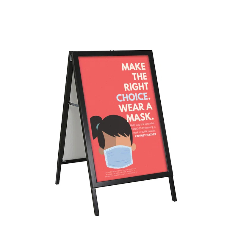 Azar Displays Small Black Slide In A-Frame Double-Sided Indoor/Outdoor Sidewalk Stand 22"W X 28"H