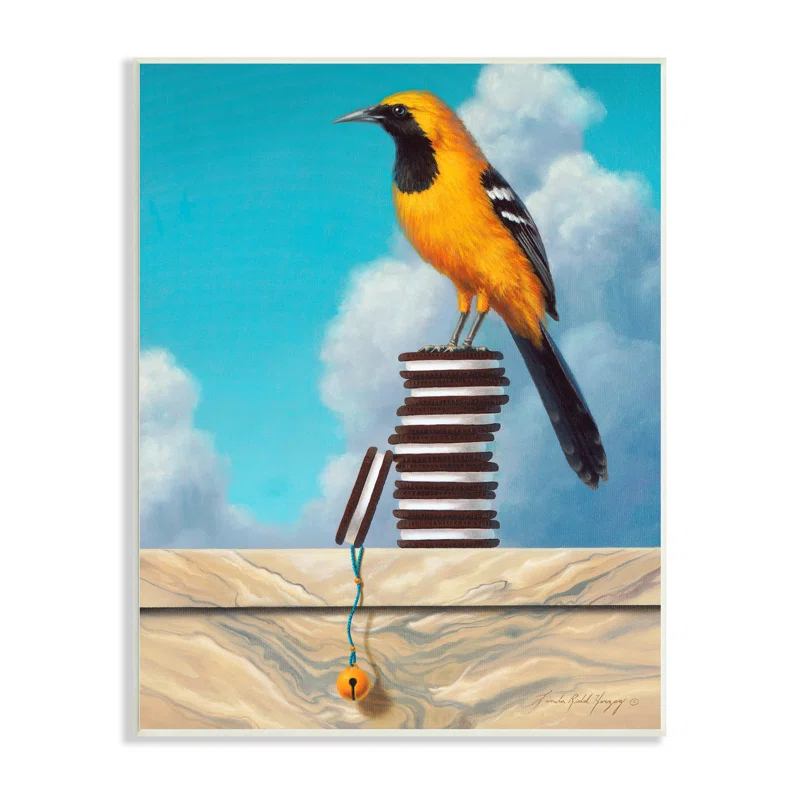 Stupell Industries " Oriole Bird Sandwich Cookies Cloudy Sky Painting " by Linda Ridd Herzog