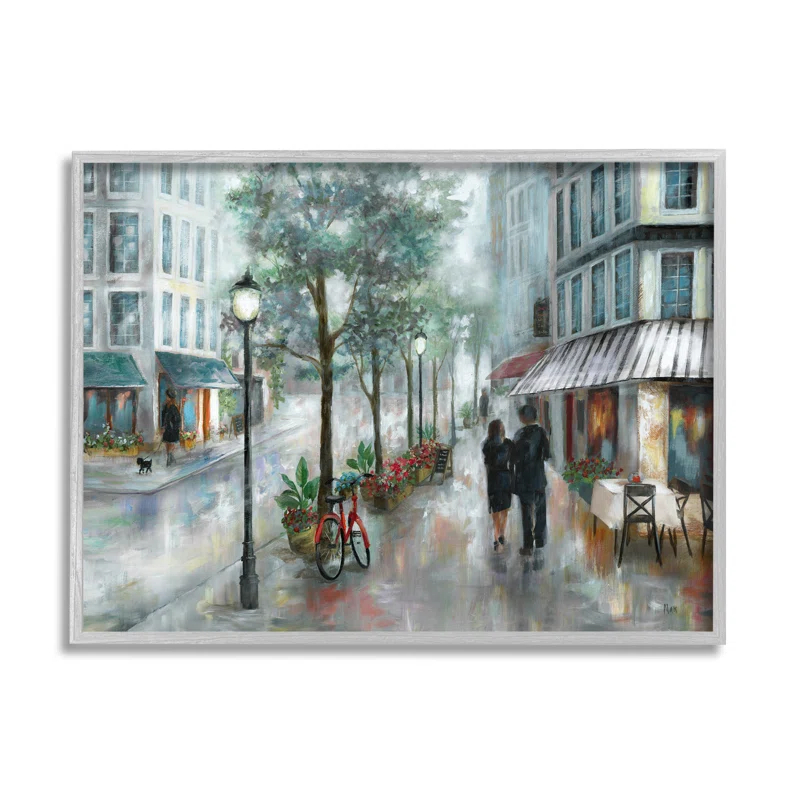Stupell Industries " Couple Walking Through Traditional Rainy City Architecture " by Nan